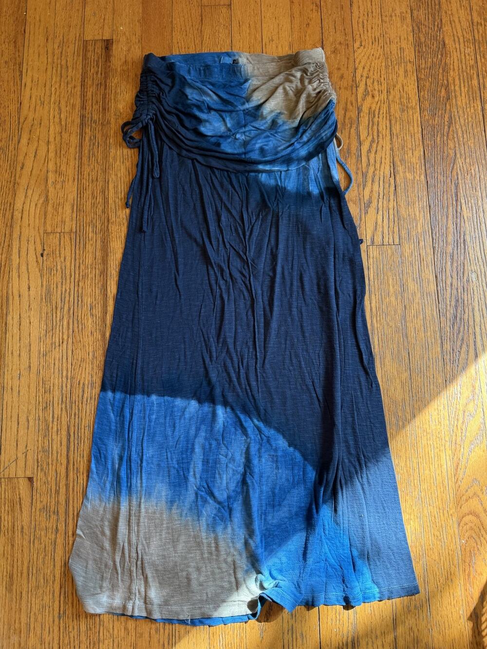 Young Fabulous & Broke Dress Womens Small Blue Strapless Maxi Tie Dye Ruched